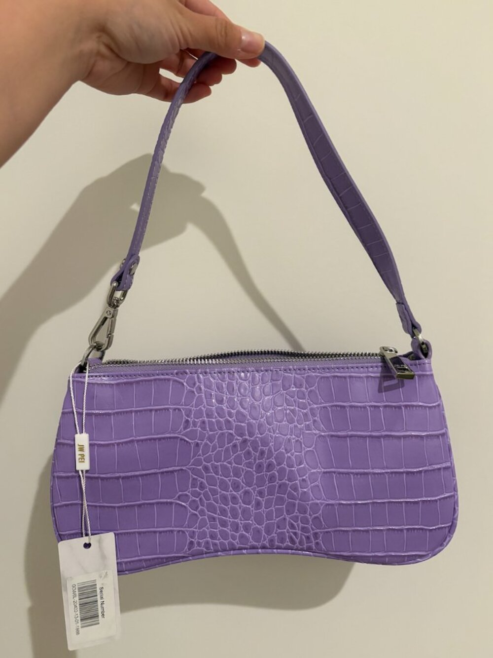 JW PEI Eva Shoulder Handbag - Purple Croc